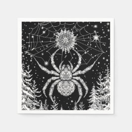 Guardanapo De Papel Spinne mit Mandala im magischen Netz Sternenhimmel