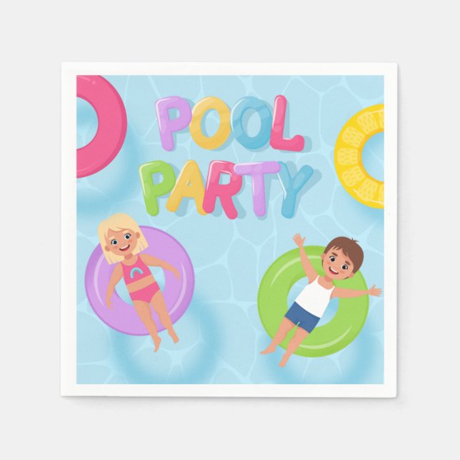 Guardanapo De Papel Splash Bash Kids Pool Party Birthday (Frente)