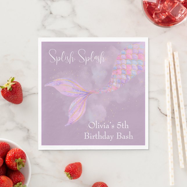 Guardanapo De Papel Splash Smermaid Birthday Napkins (Insitu)