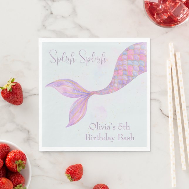 Guardanapo De Papel Splash Smermaid Birthday Napkins (Insitu)