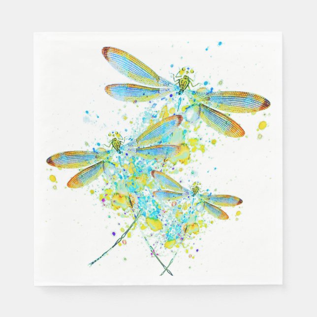 Guardanapo De Papel Splatter Teal Dragonfly (Frente)