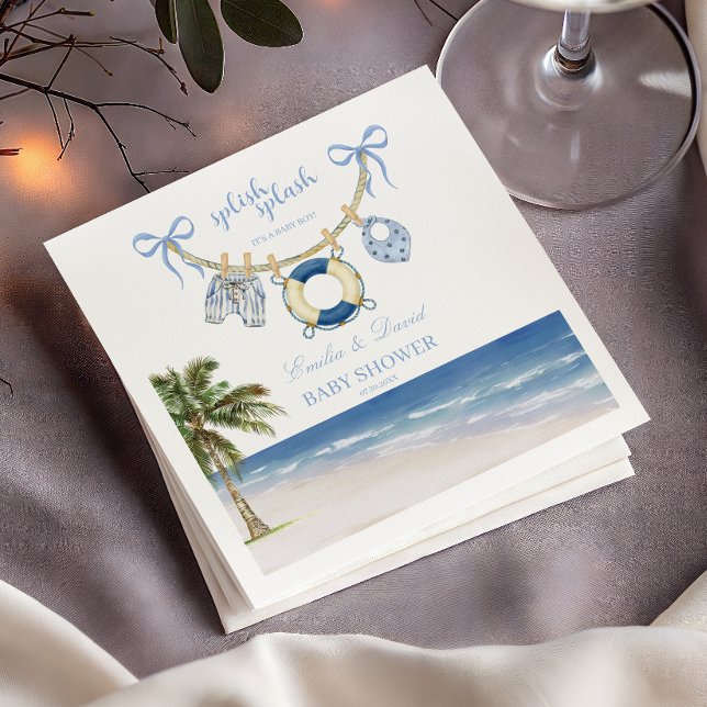 Guardanapo De Papel Splish Splash Baby Boy Beach Baby Shower (Criador carregado)