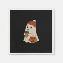 Spooky Cute Adorable Ghost Red Beanie Halloween 