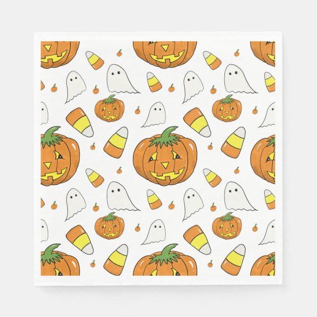 Guardanapo De Papel Spooky Cute Halloween Pumpkin Paper Napkins (Frente)