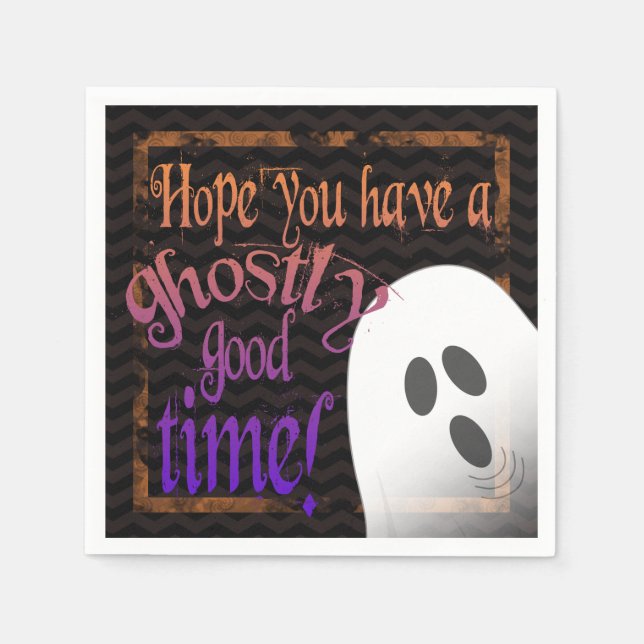 Guardanapo De Papel Spooky Ghost Halloween Party Napkins (Frente)