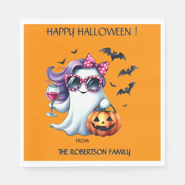 Guardanapo De Papel Spooky Girly Ghost Halloween  (Frente)