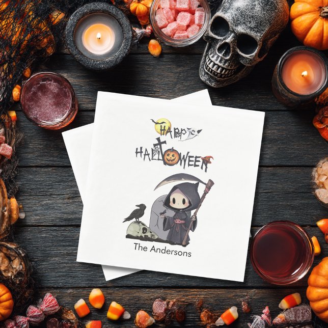 Guardanapo De Papel Spooky Grim Reaper Graveyard Gothic Kids Halloween (Criador carregado)