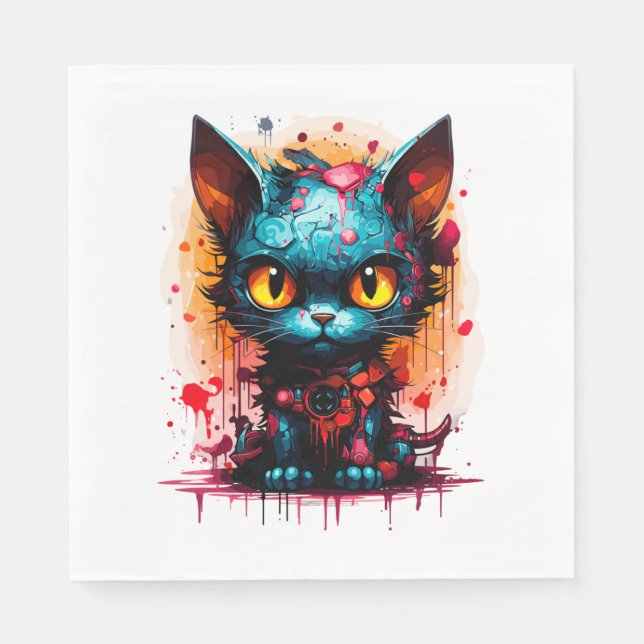 Guardanapo De Papel Spooky Halloween Cat 1 (Frente)