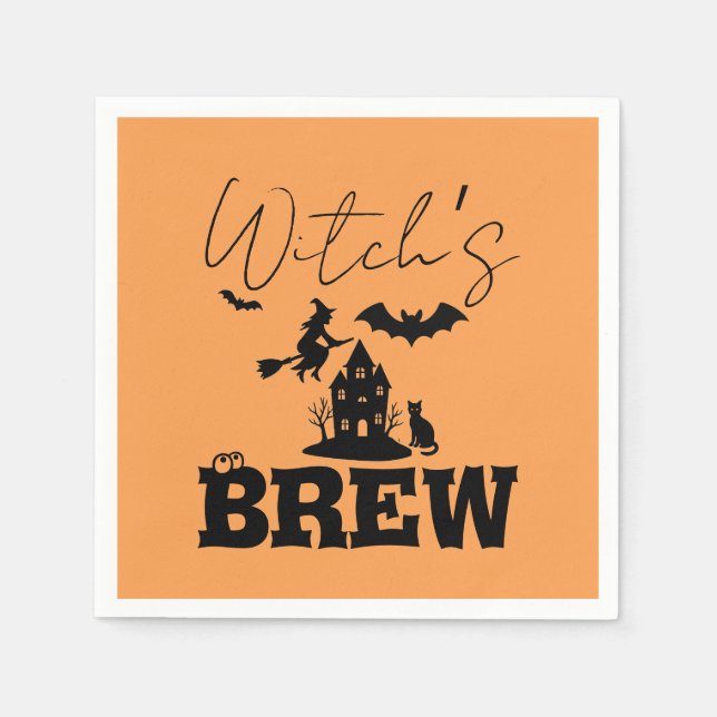 Guardanapo De Papel Spooky Haunted House & Witch Silhouette | (Frente)