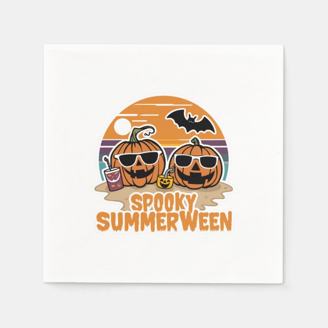 Guardanapo De Papel Spooky Summerenburg - abóboras na praia (Frente)