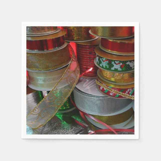 Guardanapo De Papel Spools de Férias de Natal Vermelho e Dourado (Frente)