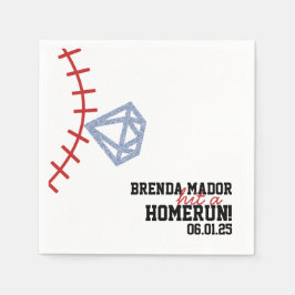 Guardanapo De Papel Sports Baseball Homerun Glitter Bridal Shower 