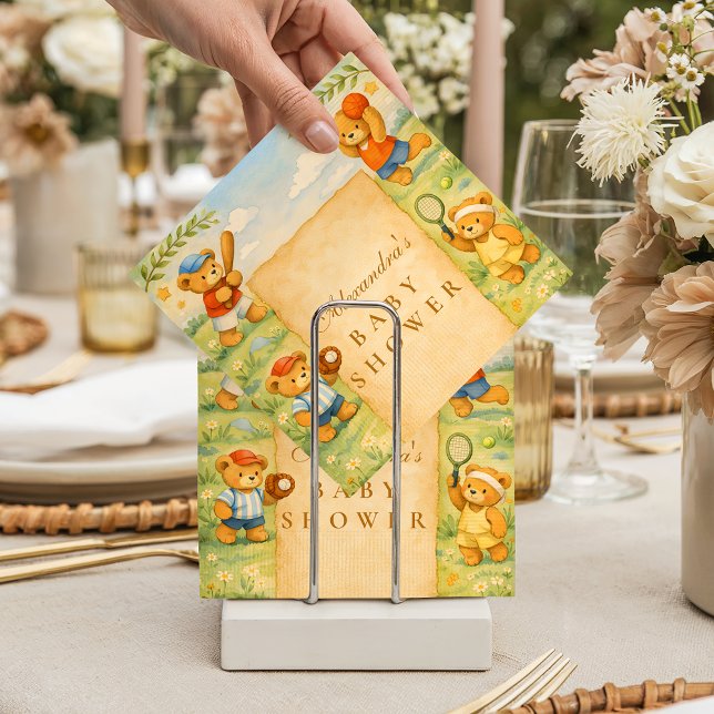 Guardanapo De Papel Sports Teddy Bear Baby Shower (Criador carregado)