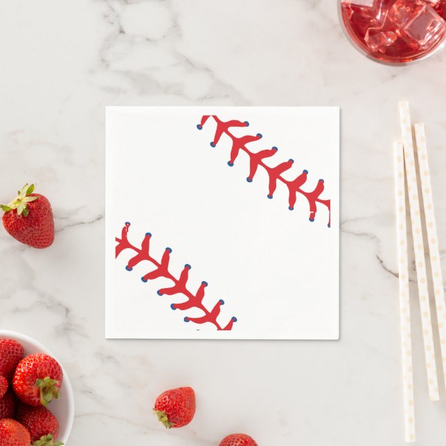 Guardanapo De Papel Sporty-Baseball Classic Red & White Sports Themed (Insitu)
