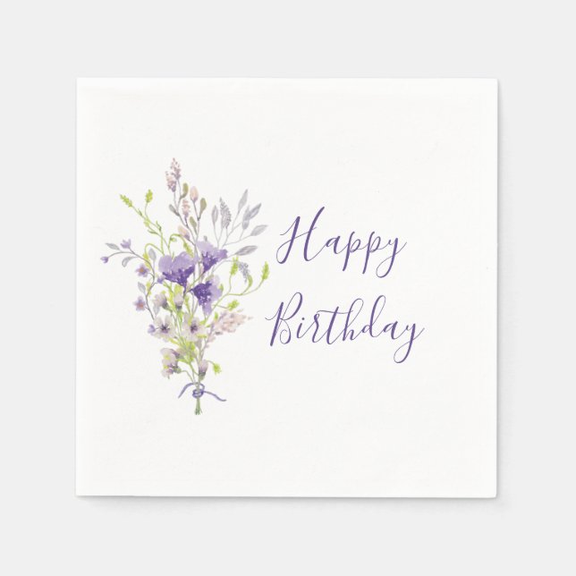 Guardanapo De Papel Spray floral roxo personalizado  (Frente)