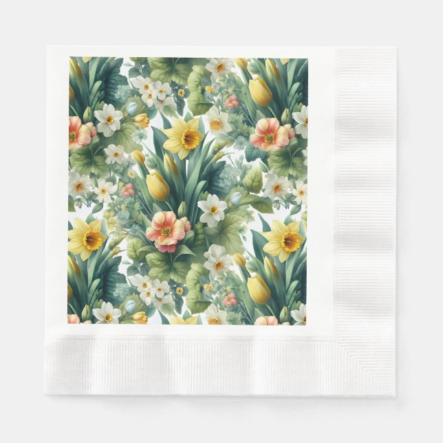 Guardanapo De Papel Spring Botanical Floral Easter Napkins (Frente)