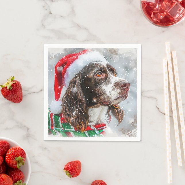 Guardanapo De Papel Springer Spaniel Cão Festivo de Natal (Insitu)