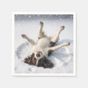 Guardanapo De Papel Springer Spaniel Inglês Fazendo um Anjo de Neve