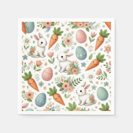 Guardanapo De Papel Springtime Bunny e Carrot Napkins