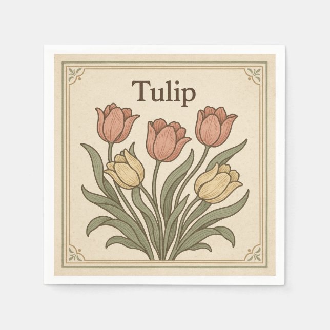 Guardanapo De Papel Square  Design  for Tulip, Retro Style USA (Frente)