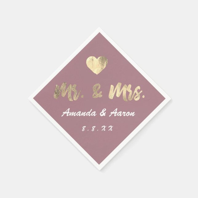 Guardanapo De Papel Sr. e Sra. Black White Names Mauve (Canto)