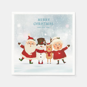 Guardanapo De Papel Sr. e Sra. Claus Snowman e Reindeer