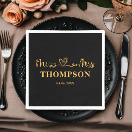Guardanapo De Papel Sr. e Sra. Elegant Simple | Dourado negro