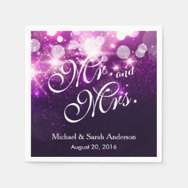 Guardanapo De Papel Sr. e Sra. Trendy Purple Glitter Sparkle Wedding