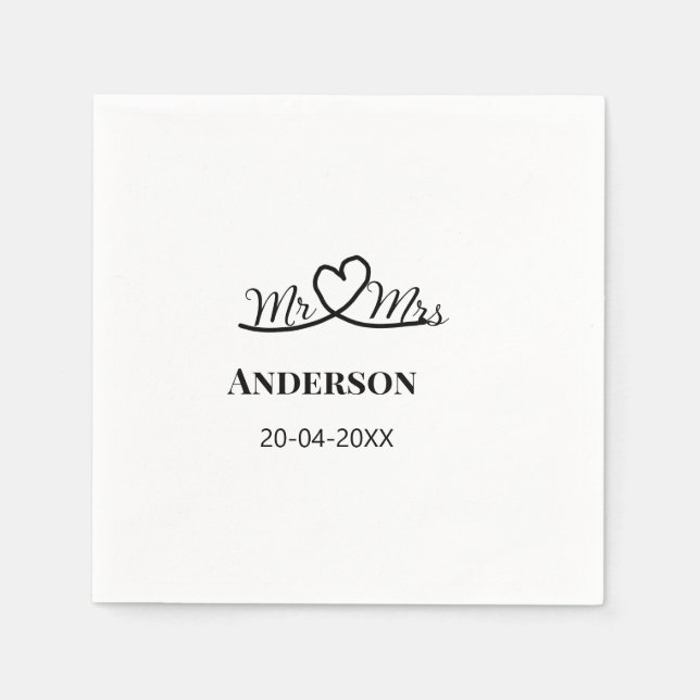 Guardanapo De Papel Sr. & Sra. adicionar nome da família data ano casa (Frente)