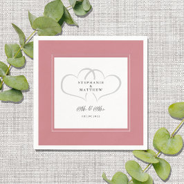Guardanapo De Papel Sr. & Sra. Dusty Rosa Elegant Wedding Chic Hearts