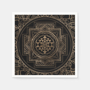 Guardanapo De Papel Sri dourado Yantra/Sri Chakra nos lótus