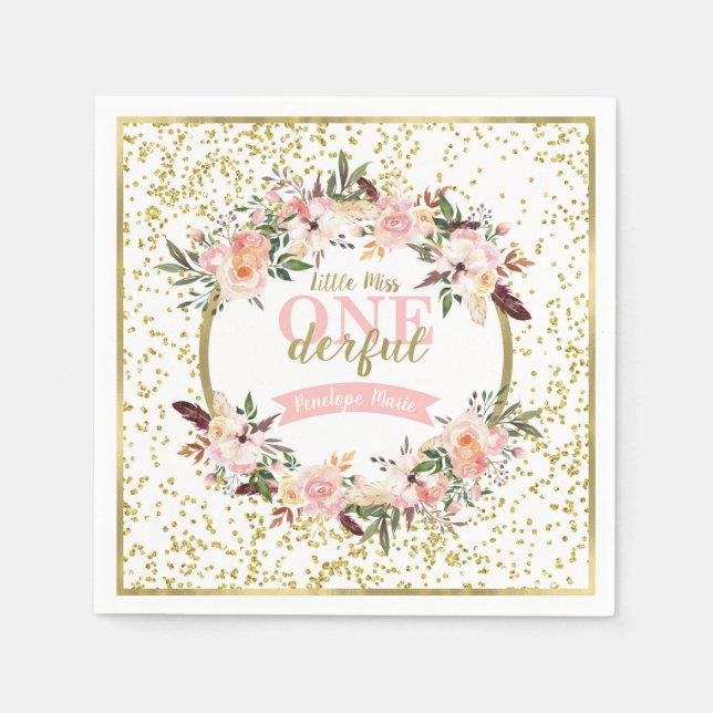 Guardanapo De Papel Srta. ONEMaravilhoso Birthday Napkin (Frente)