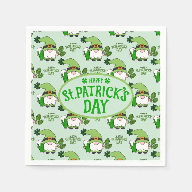 Guardanapo De Papel St. Patrick’s Day Gnome Napkins (Frente)