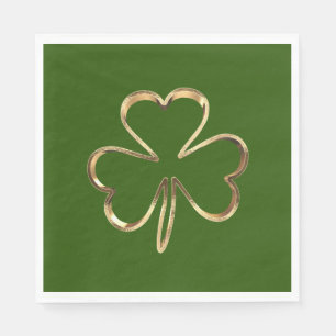 Guardanapo De Papel St. Patrick Verde e Dourado Trevo de Shamrock Irla