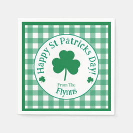 Guardanapo De Papel St Patricks Day NAME Irish Clover Green Check