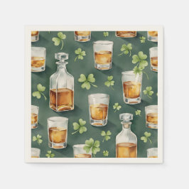 Guardanapo De Papel St. Patrick's Day Whiskey and Shamrocks Pattern