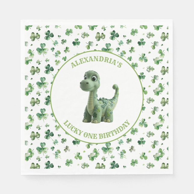 Guardanapo De Papel St Patricks Lucky One Dinossaur Paper Napkin (Frente)