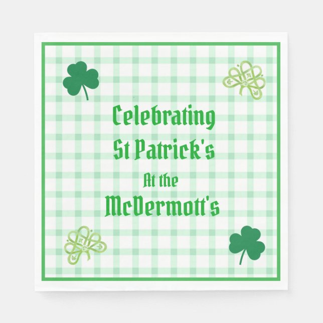Guardanapo De Papel St Patricks Watercolor Green Shamrocks (Frente)