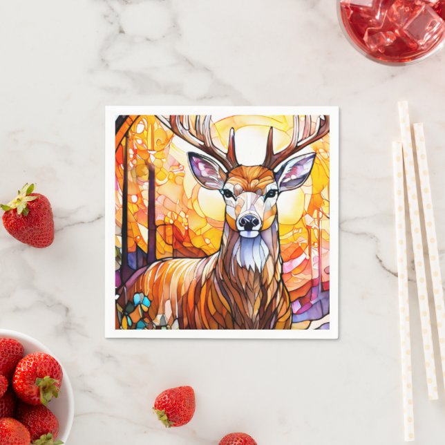 Guardanapo De Papel Stained Glass Deer (Insitu)