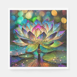 Guardanapo De Papel Stained Glass Vibrant Lotus Flower