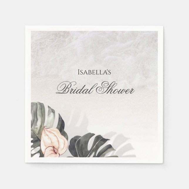 Guardanapo De Papel Starfish and Shells Tropical Beach Bridal Shower (Frente)