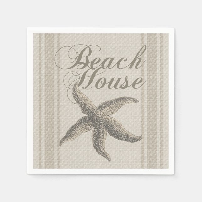 Guardanapo De Papel Starfish Beach House Seashore Coastal (Frente)
