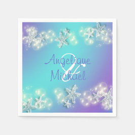 Guardanapo De Papel Starfish borbulha casais brancos azul roxos