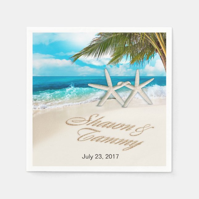 Guardanapo De Papel Starfish Casal QUE SEUS NOMES SEJAM COLOCADOS (Frente)