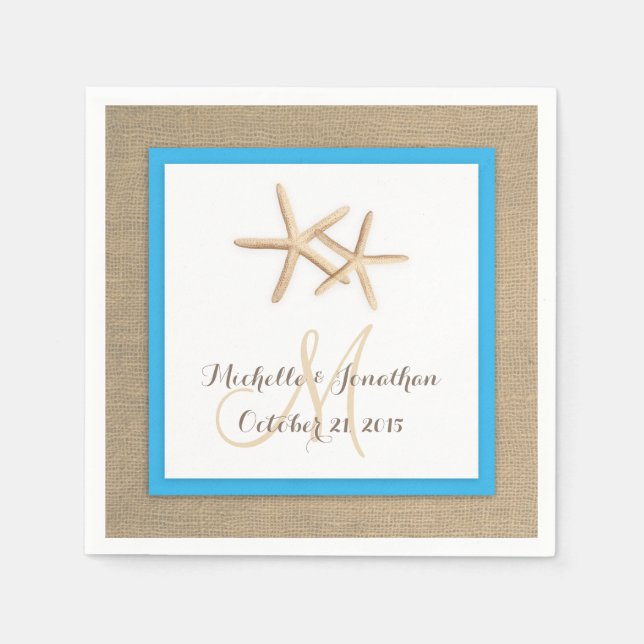 Guardanapo De Papel Starfish Rustic Burlap Beach Wedkin (Frente)