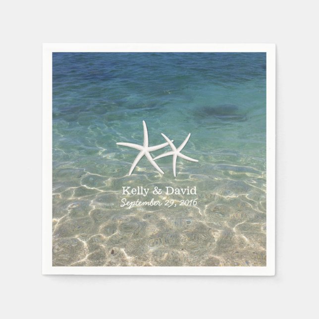 Guardanapo De Papel Starfish Tropical Nome Personalizado Beach Weding (Frente)