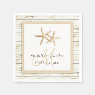 Guardanapo De Papel Starfish Whitewash Wood Beach Wedkin