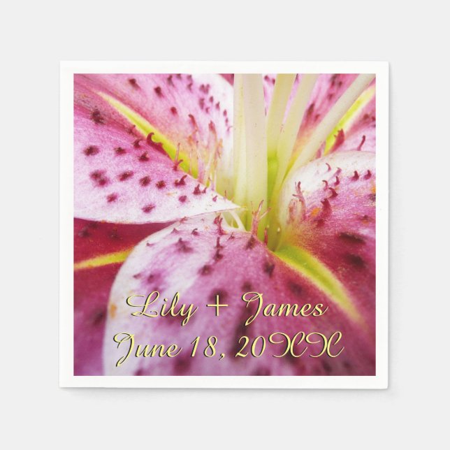 Guardanapo De Papel Stargazer Lily Bright Magenta Floral (Frente)