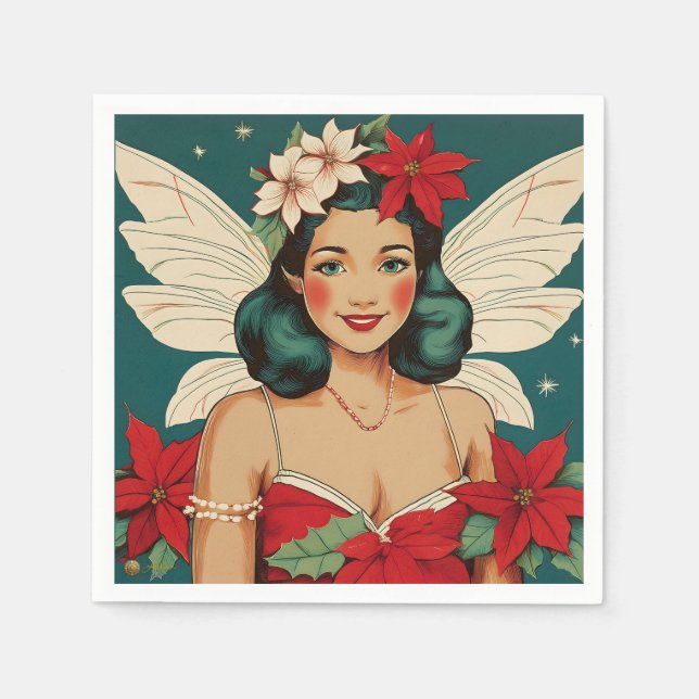 Guardanapo De Papel Starlet de Pin-Up de Natal Tropical de Retro (Frente)