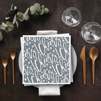 Guardanapo De Papel Starry Cheers Brush Script Padrão Moderno Ano Novo
